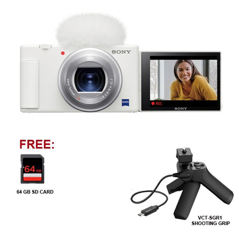Sony ZV1 / ZV-1 White Digital Camera With SGR1 Vlogging Grip