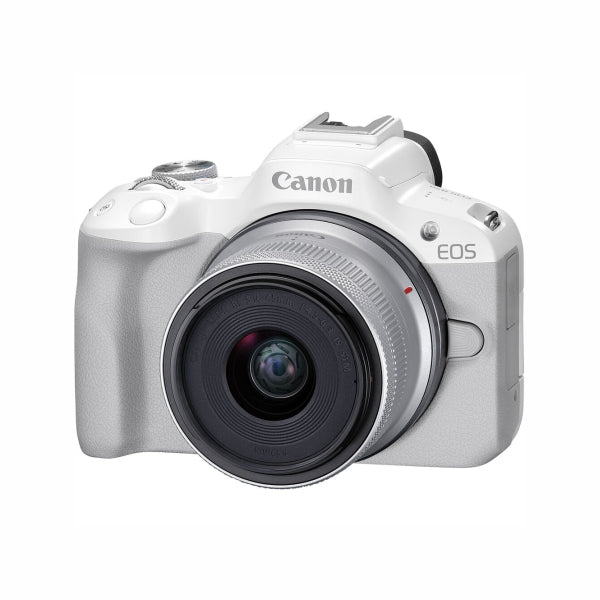 Canon EOS R50 Mirrorless Camera (White) with RF-S 18-45mm Kit +