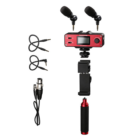 Saramonic Smart Mixer - Audio Mixer / Adapter Kit for iOS/Android with Mics, Device Holder, and Grip