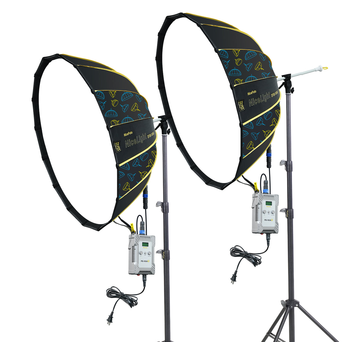 NiceFoto KT-DF80-1000A Umbrella Light Kit 80cm Parabolic Softbox