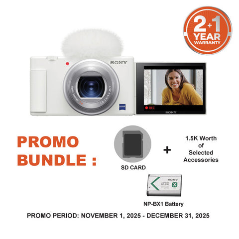 Sony ZV-1 Digital Camera (White) with 64GB SD Card