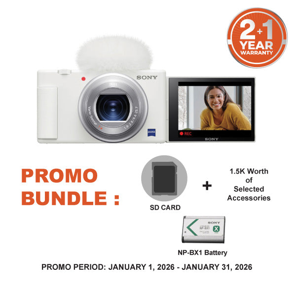 Sony ZV-1 Digital Camera (White) with 64GB SD Card