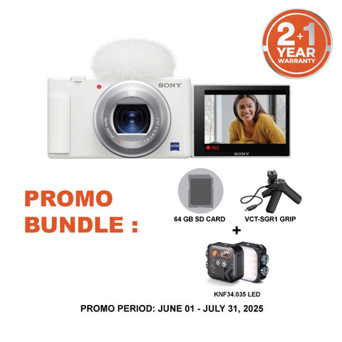 Sony ZV1 / ZV-1 White Digital Camera With SGR1 Vlogging Grip
