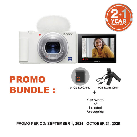Sony ZV1 / ZV-1 White Digital Camera With SGR1 Vlogging Grip