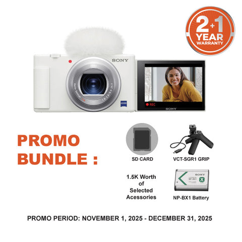 Sony ZV1 / ZV-1 White Digital Camera With SGR1 Vlogging Grip