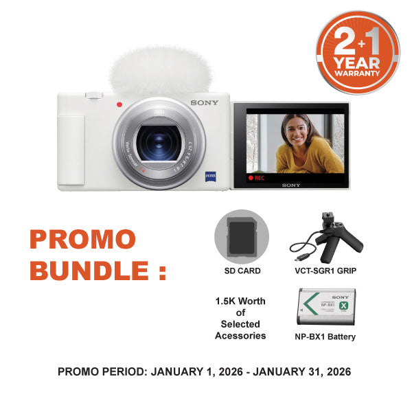 Sony ZV1 / ZV-1 White Digital Camera With SGR1 Vlogging Grip