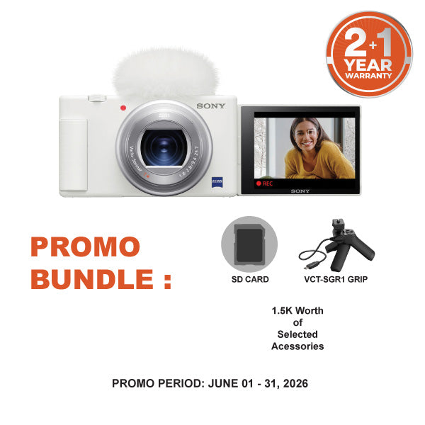 Sony ZV1 / ZV-1 White Digital Camera With SGR1 Vlogging Grip