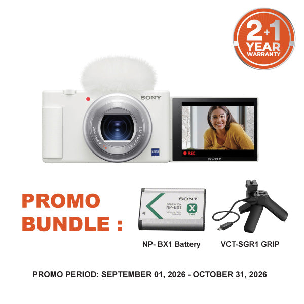 Sony ZV1 / ZV-1 White Digital Camera With SGR1 Vlogging Grip