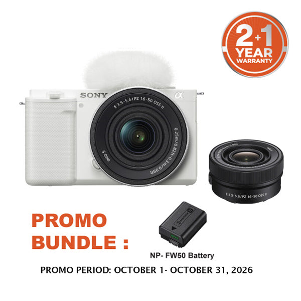 Sony ZV-E10 Mirrorless Camera with E PZ 16-50mm Lens (White)