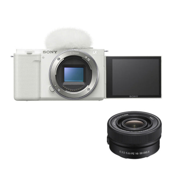 Sony ZV-E10 Mirrorless Camera with E PZ 16-50mm Lens (White) — alternate view