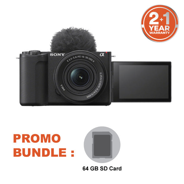 Sony ZV-E10 II Mirrorless Camera with 16-50mm Lens (Black) and 64GB SD Card — alternate view