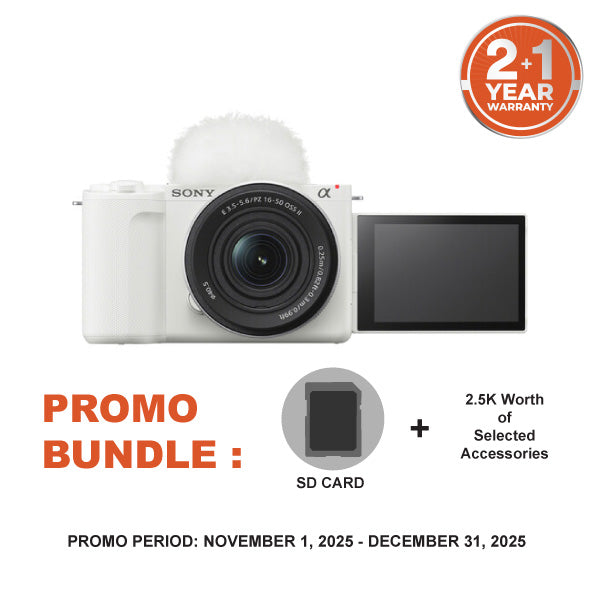 Sony ZV-E10 II Mirrorless Camera with 16-50mm Lens (White) and 64GB SD Card