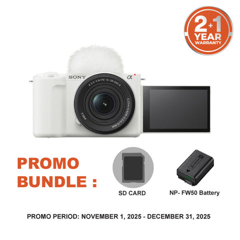 Sony ZV-E10 II Mirrorless Camera with 16-50mm Lens (White) and 64GB SD Card