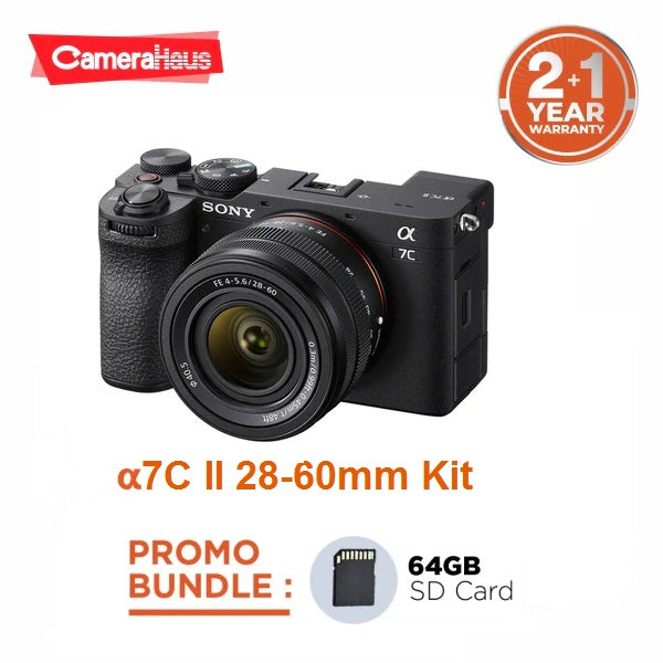 Sony Alpha 7C II Mirrorless Camera with 28-60mm Lens Kit (Black) + 64GB SD Card