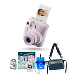 Instax MINI 12 CLUB Kit - PURPLE with MINI GLOSSY + Camera Bag + FILM Case + Key Chain Photo Holder