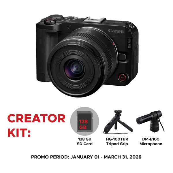Canon EOS R50 V Creator Kit with RF-S 14-30mm STM and 128GB SD Card (Black)
