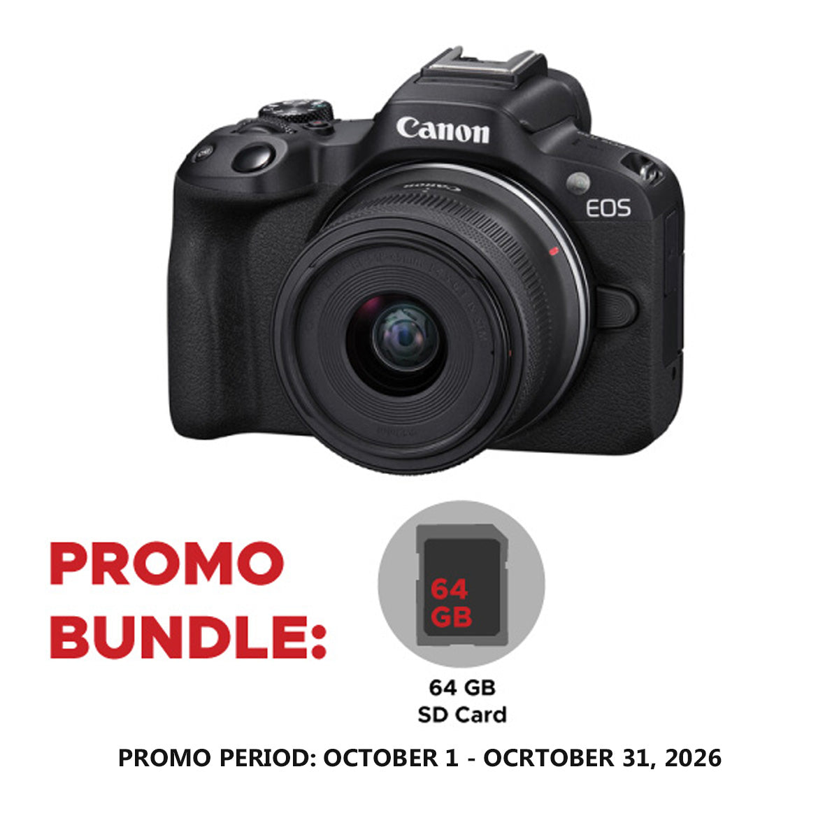 Canon EOS R50 Mirrorless Camera with 18-45mm Lens Black