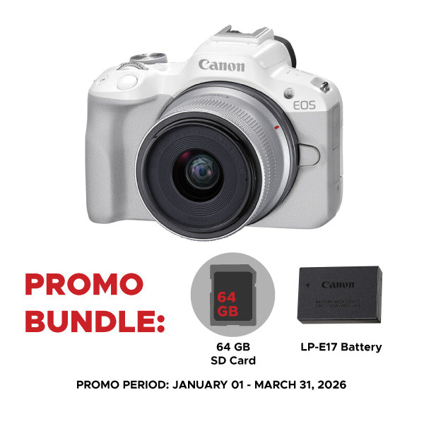 Canon EOS R50 Mirrorless Camera with 18-45mm Lens White