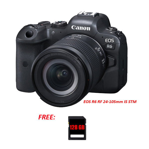 Canon EOS R6 Mirrorless Camera with RF 24-105mm IS STM Lens Kit + 128GB SD Card