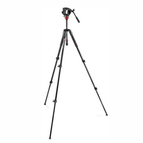 Manfrotto 500 Fluid Video Head with 190X Video Aluminum Tripod & Leveling Column Kit