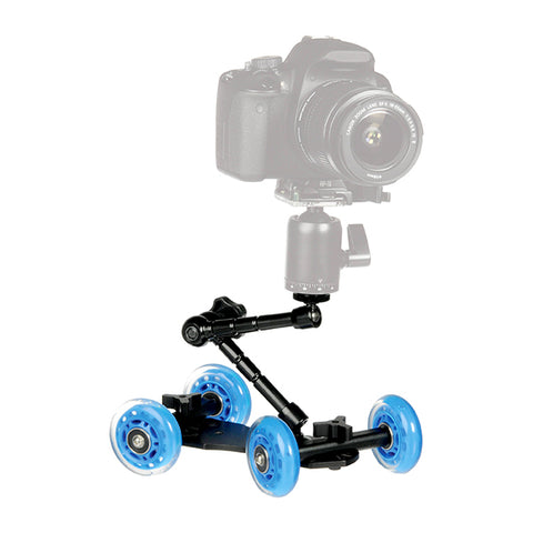 Slider Track Dolly Car +11 Magic Arm Tabletop Mobile Rolling Video Rail Skater for DSLR Camera