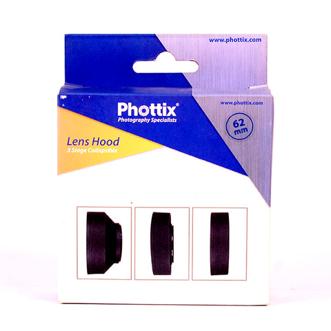 Phottix 62mm Collapsible Rubber Lens Hood for Lenses with 62mm Front Filter Thread