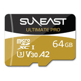 SUNEAST 64GB microSDXC GOLD Series UHS-I V30 (Up to 185MB/s)