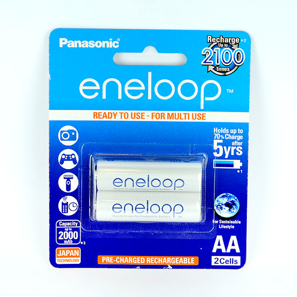 Panasonic eneloop AA Rechargeable Batteries (2-Pack, 2000mAh, 2100 cycles)