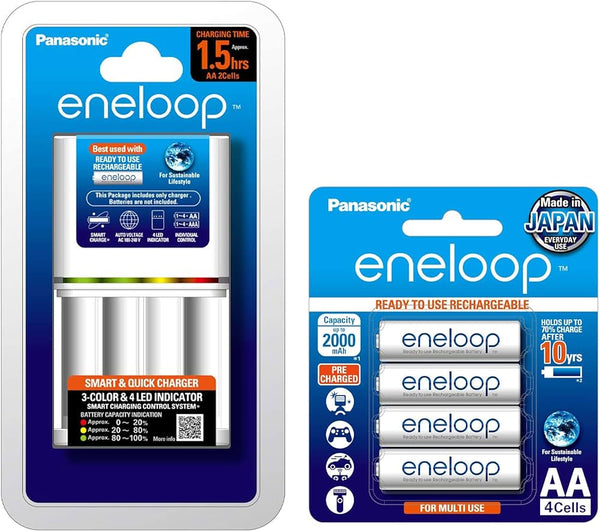 Panasonic Eneloop 2000mAh AA Rechargeable Batteries ( 4pcs with Fast Charger)