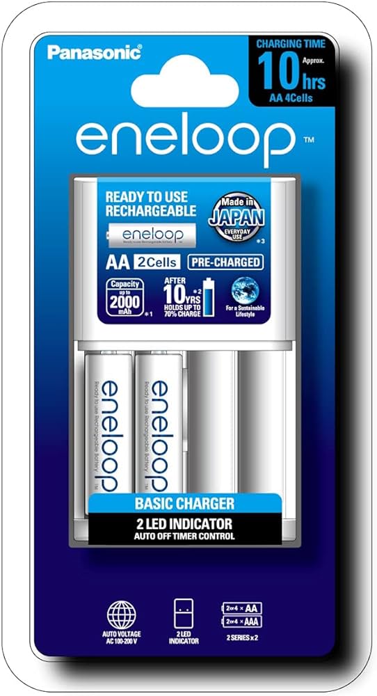 Panasonic eneloop pro AA Rechargeable Batteries + LED Charger (4-Pack, 2550mAh)