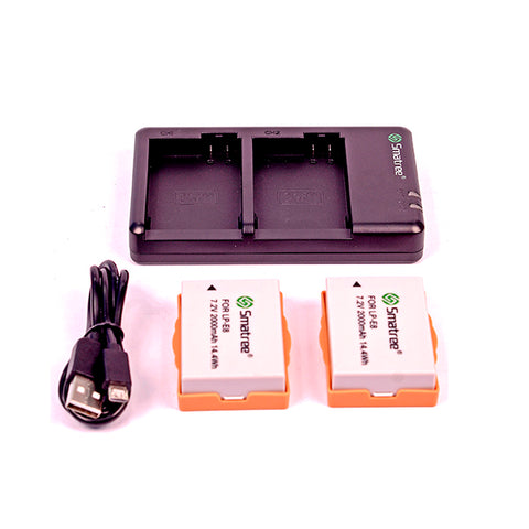 LP E8 Set of 2 Batteries+Dual Charger SMA