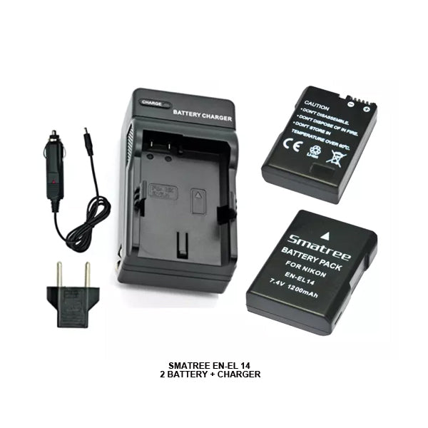 EN-EL14 Dual Pack + Charger + Car Adapter