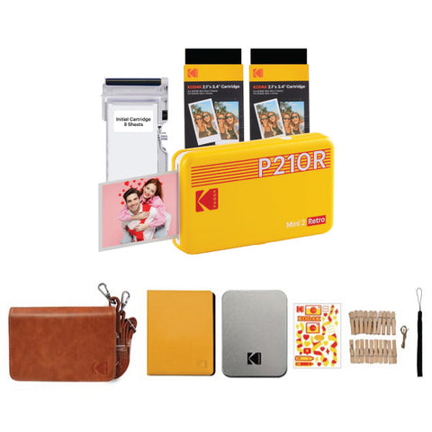 Kodak Mini 2 Retro P210R Yellow 2x3 Printer + Accessory Kit