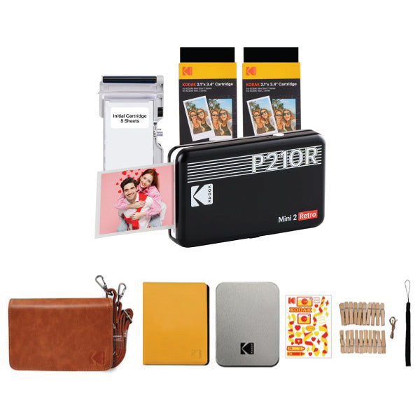 Kodak Mini 2 Retro P210R Black 2x3 Printer + Accessory Kit