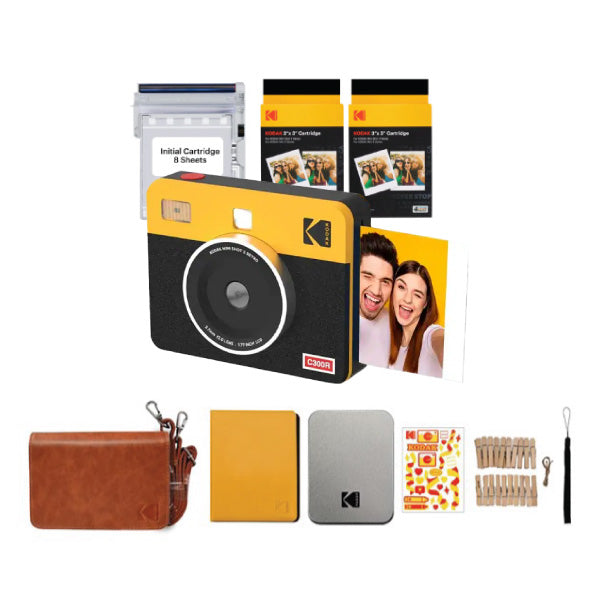 Kodak C300R Mini Shot 3 Retro Yellow with 68pc Instant Print and Accessory Kit
