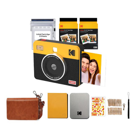 Kodak Mini Shot 3 C300R Yellow 3x3 Camera Printer + Accessory Kit