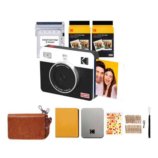 Kodak C300R Mini Shot 3 Retro White with 68pc Instant Print and Accessory Kit