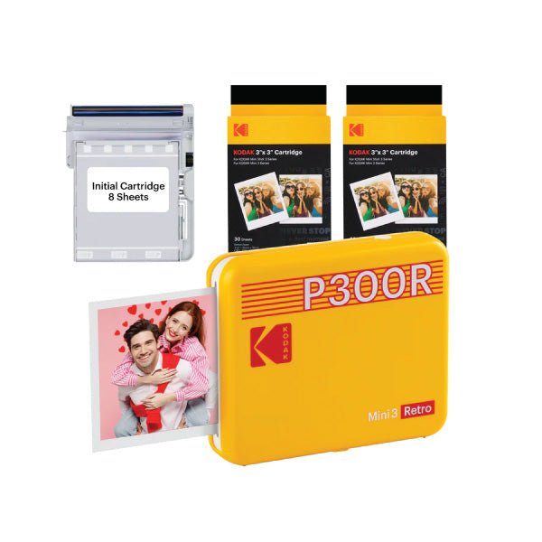 Kodak Mini 3 Retro P300R Yellow 3x3 Printer (68-Sheet)