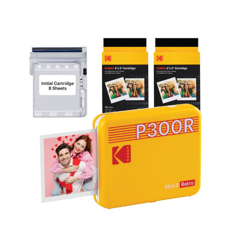 Kodak Mini 3 Retro P300R Yellow 3x3 Printer (68-Sheet)