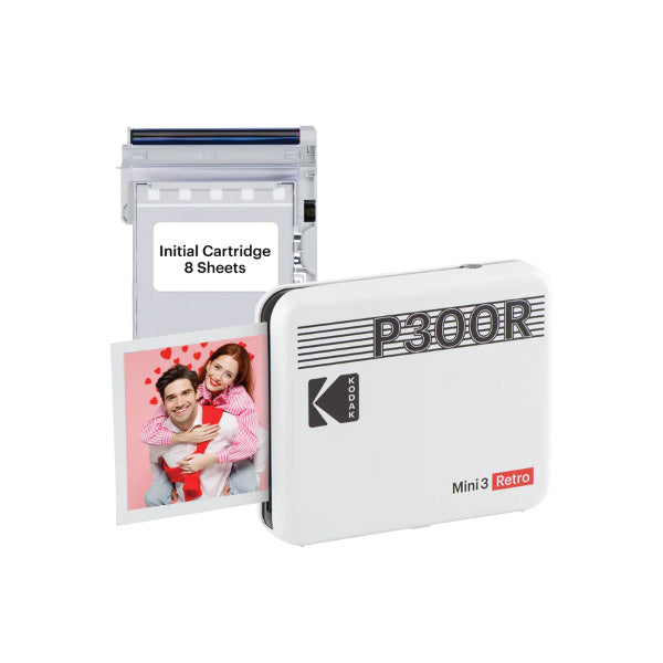 Kodak Mini 3 Retro P300R White 3x3 Printer (8-Sheet)