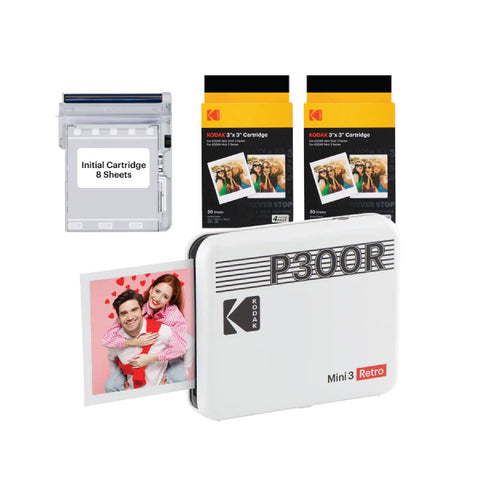 Kodak Mini 3 Retro P300R White 3x3 Printer (68-Sheet)