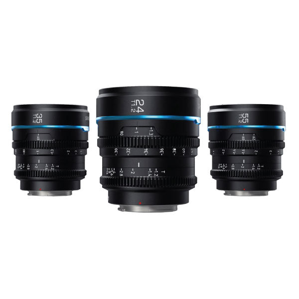 Sirui Night Walker T1.2 S35 Cine Lens Set: 24mm, 35mm, 55mm – E-Mount, Black