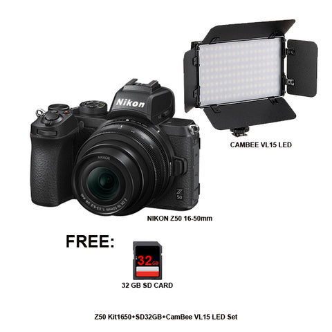 Nikon Z50 with 16-50mm Lens Kit LED Kit