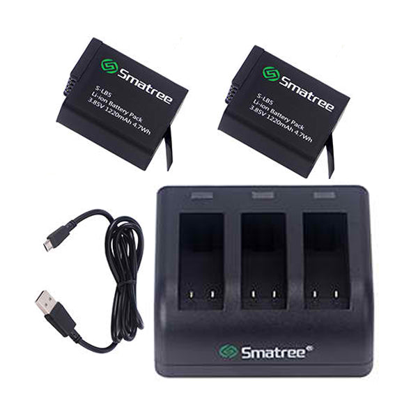 SM508 2 Batteries + 3 Charger for Hero7
