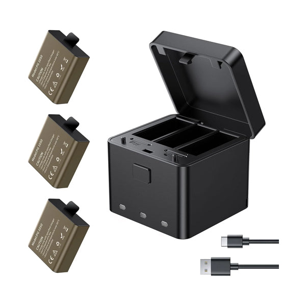 AKASO 360 Camera Battery and Charging Kit (3 Batteries, Charging Case)