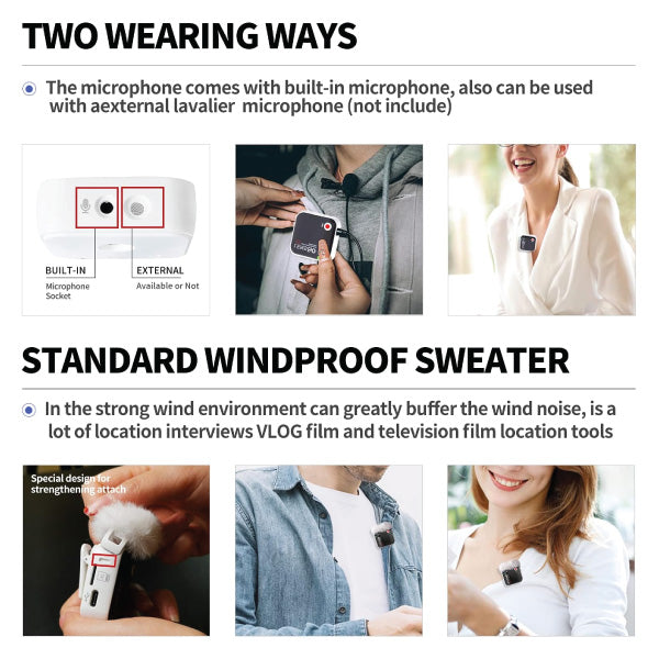 LENSG LYM348C White Wireless Microphone