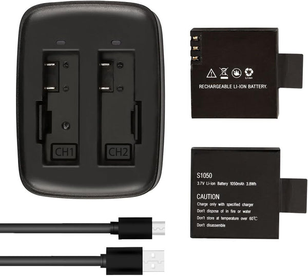 AKASO Battery Kit for V50 Elite (2 Batteries, Dual Charger)