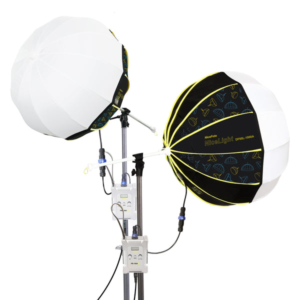 NiceFoto KT-DS60L-1000A 100W Bi-Color 60cm Lantern Light 2-Light Kit with Stands