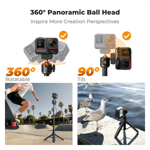 K&F Concept Magnetic Quick Release Invisible Selfie Stick Tripod 66cm for Insta360 Ace Pro 2 — alternate view