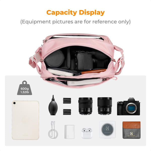 K&F Concept Urban Wanderer 01 2-in-1 Sling Bag 10L (Pink) — alternate view